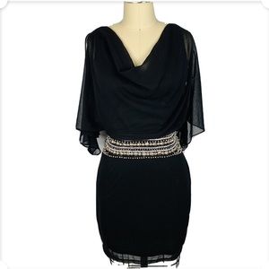 Arden B Cold Shoulder Embellished Rhinestud Dress